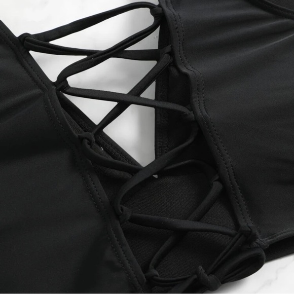 NEW Lace Up Swimsuit Top Black - Picture 6 of 16